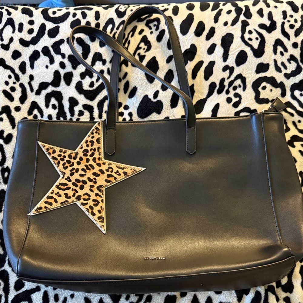 Black Tote with Leopard Star